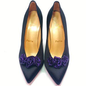 RARE!! Christian Louboutin Lola Flores 100 Vintage Satin Heels Pumps Euro 38